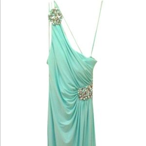 Cache sea foam green floor length dress